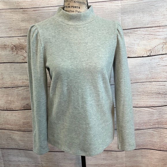 Madewell Resourced Plush MockNeck Top NWT Puff Sleeve Fitted Cotton Size Small - Picture 1 of 12